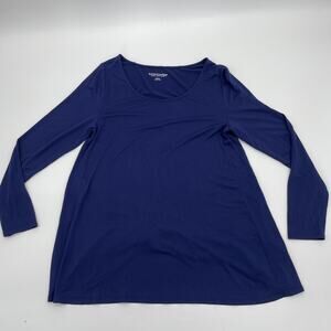 SOFT SURROUNDINGS Womens T- Shirt Size M Blue Classic Long Sleeve Relaxed Fit